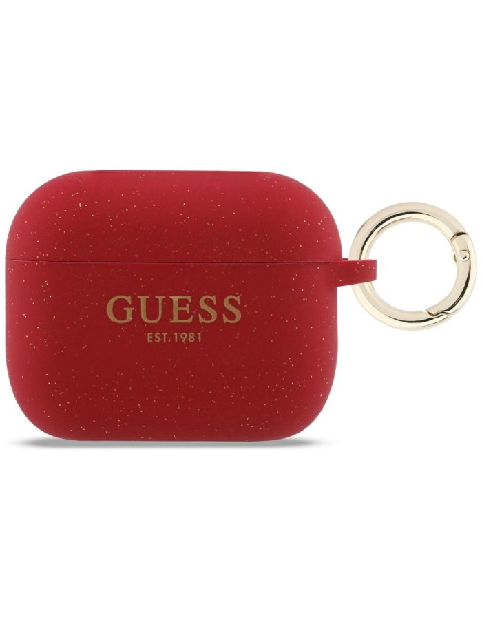 Guess Silicone Glitter Ring Case for AirPods Pro 3 - Red and Glitter Guess Silicone Glitter Ring Case for AirPods Pro 3 - Red and Glitter