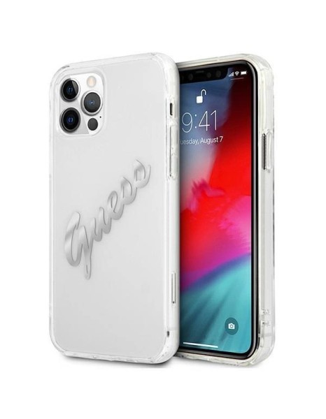 Guess GUHCP12MKTRSVSI iPhone 12/12 Pro 6.1" Transparent hardcase Vintage Script Silver Guess GUHCP12MKTRSVSI iPhone 12/12 Pro 6.1" Transparent hardcase Vintage Script Silver