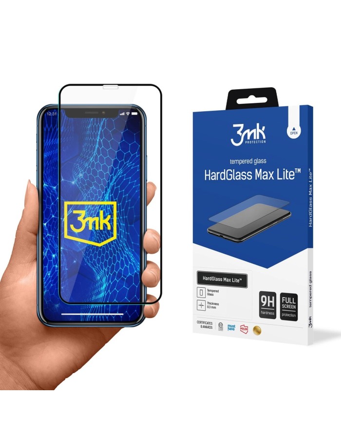 Tempered glass 3mk HardGlass Max Lite Black for Apple iPhone Xr