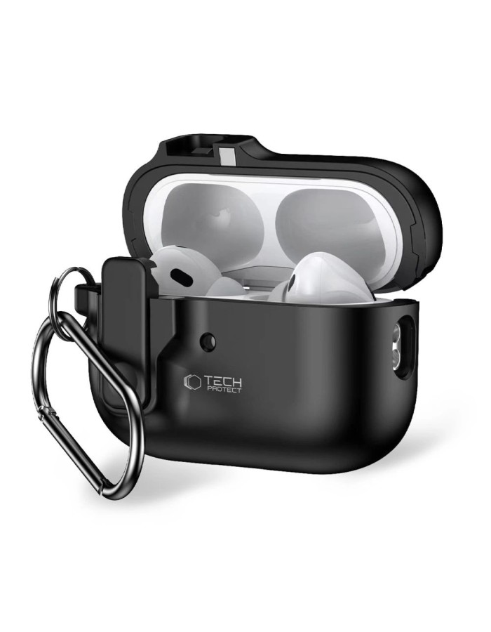 Tech-Protect Slim Hook Case with Carabiner for Apple AirPods Pro 1 / 2 - Black