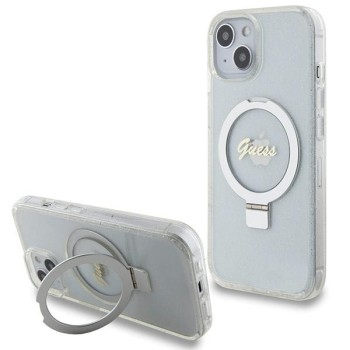 Guess Ring Stand Script Glitter MagSafe case for iPhone 15 / 14 / 13 - transparent Guess Ring Stand Script Glitter MagSafe case for iPhone 15 / 14 / 13 - transparent