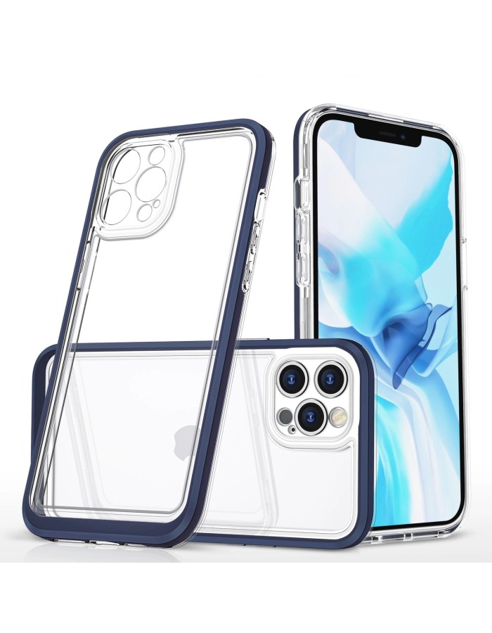 Clear 3in1 case for iPhone 12 Pro blue frame gel cover Clear 3in1 case for iPhone 12 Pro blue frame gel cover