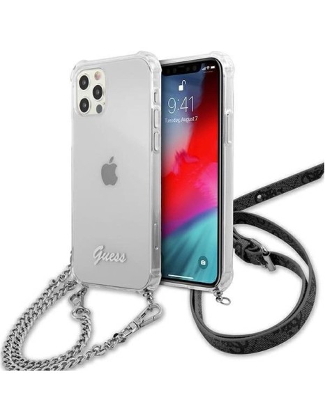 Guess GUHCP12LKC4GSSI iPhone 12 Pro Max 6.7" Transparent hardcase 4G Silver Chain Guess GUHCP12LKC4GSSI iPhone 12 Pro Max 6.7" Transparent hardcase 4G Silver Chain