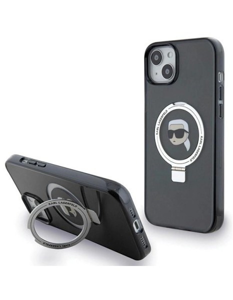Karl Lagerfeld Ring Stand Karl Head MagSafe Case for iPhone 15 Plus / 14 Plus - Black