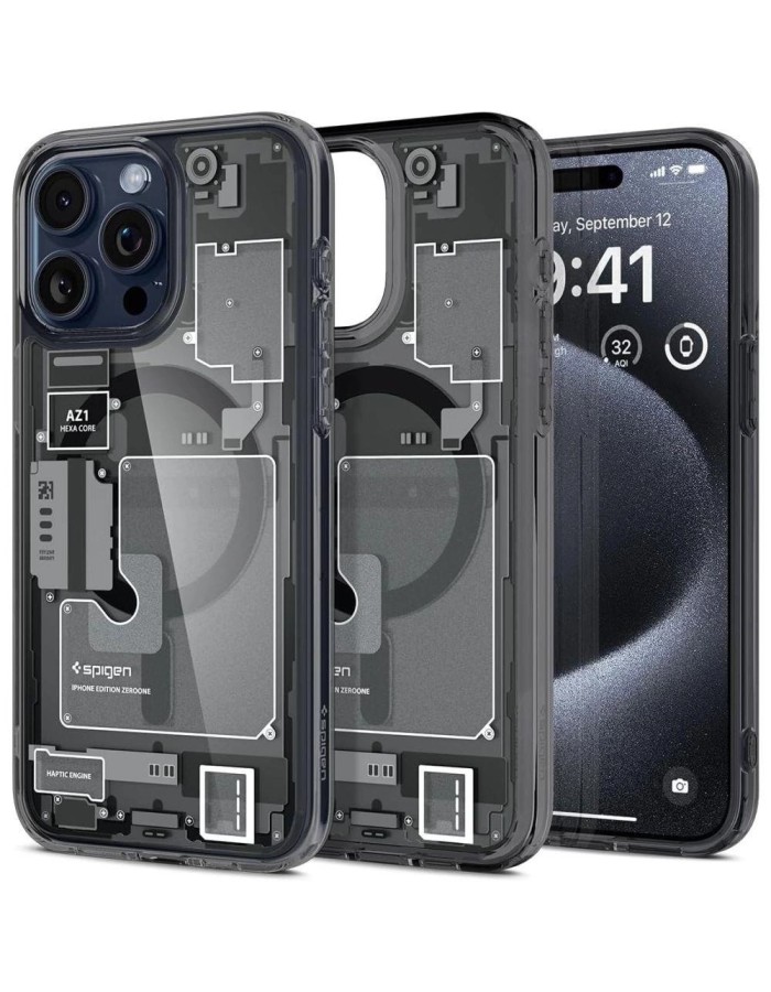 Spigen Ultra Hybrid Mag Case with MagSafe for iPhone 15 Pro - Dark Gray (Zero One Pattern) Spigen Ultra Hybrid Mag Case with MagSafe for iPhone 15 Pro - Dark Gray (Zero One Pattern)