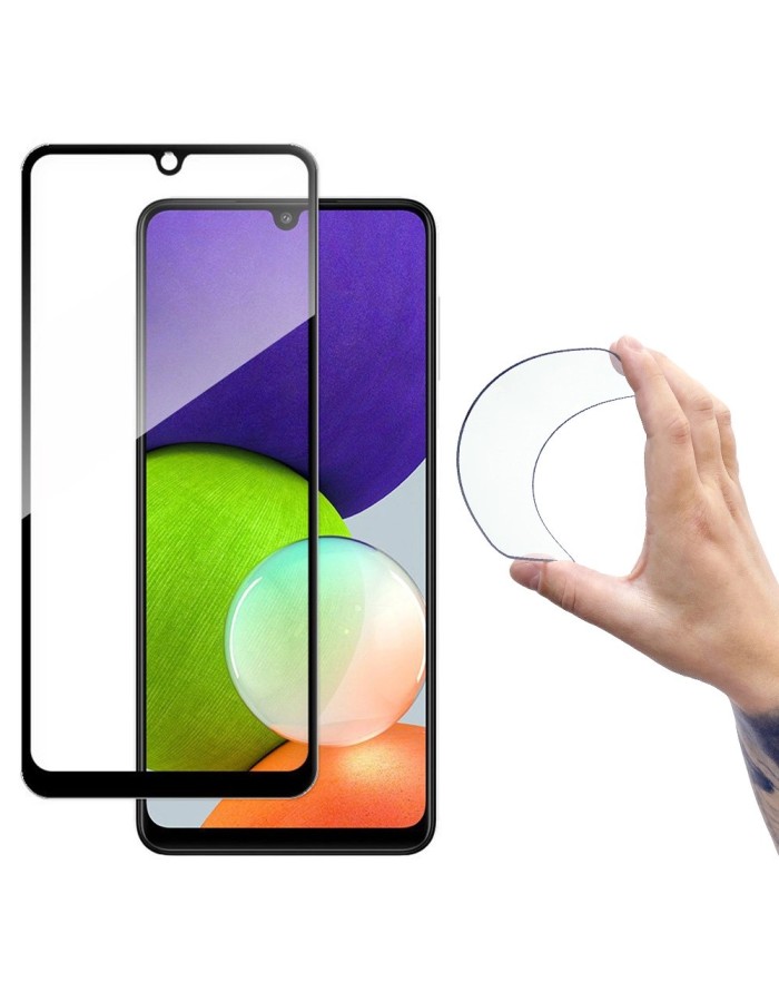 Wozinsky Full Cover Flexi Nano Glass Hybrid Screen Protector with frame for Samsung Galaxy A22 4G black