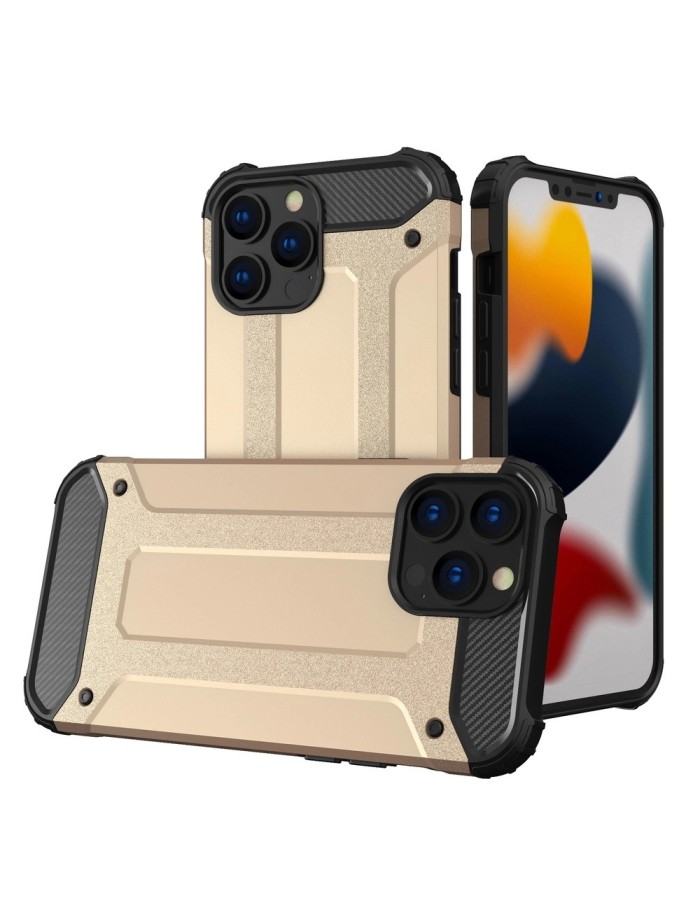 Hybrid Armor Case Tough Rugged Cover for iPhone 13 Pro golden