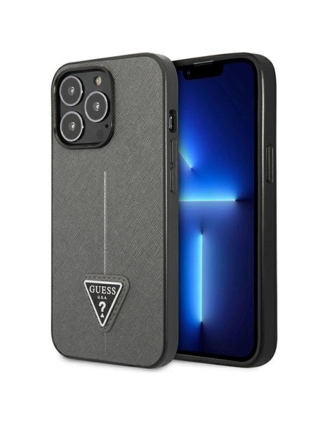 Guess GUHCP14LPSATLG iPhone 14 Pro 6.1 "silver / silver hardcase SaffianoTriangle Logo Guess GUHCP14LPSATLG iPhone 14 Pro 6.1 "silver / silver hardcase SaffianoTriangle Logo