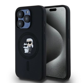 Karl Lagerfeld Silicone Karl&amp;amp;Choupette MagSafe case for iPhone 15 Pro - black