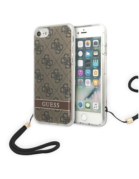 Guess GUOHCI8H4STW iPhone SE 2022 / SE 2020 / 7/ 8 brown/brown hardcase 4G Print Strap