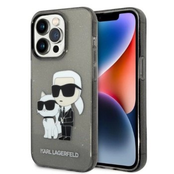 Karl Lagerfeld Glitter Karl&amp;amp;Choupette case for iPhone 14 Pro Max - black