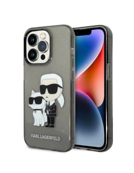 Karl Lagerfeld Glitter Karl&amp;amp;Choupette case for iPhone 14 Pro Max - black