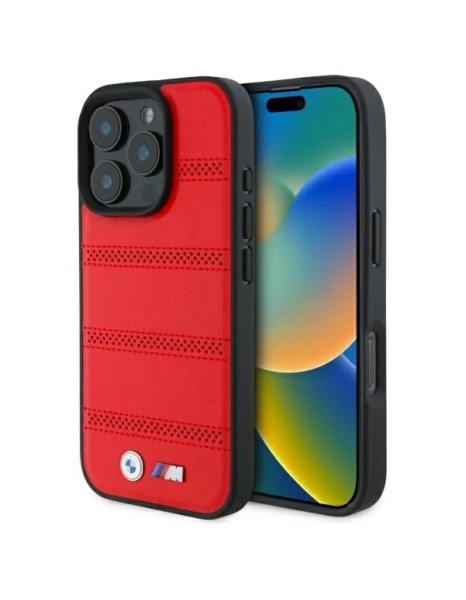 BMW M Perforated And Stitched Line MagSafe case for iPhone 16 Pro Max - red