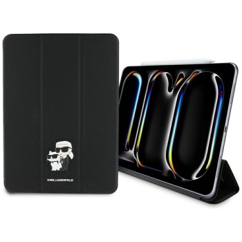 Karl Lagerfeld Saffiano Magnetic Karl &amp;amp; Choupette iPad Pro 11" 2024 Book Cover Case - Black