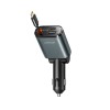 Joyroom JR-CCL07 3-in-1 Car Charger with Built-in Retractable Cable - Dark Gray Joyroom JR-CCL07 3-in-1 Car Charger with Built-in Retractable Cable - Dark Gray