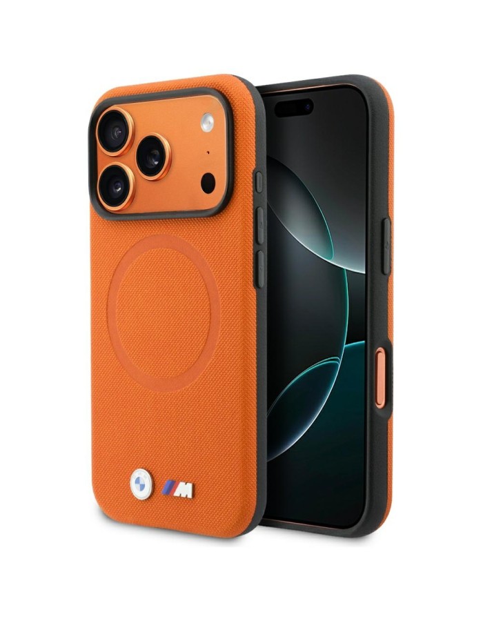 BMW M FW Metal Logo MagSafe Case for iPhone 17 Pro - Orange