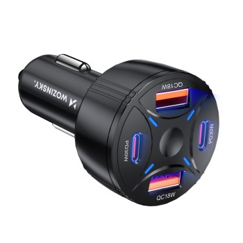 Wozinsky WLS-04 60W Car Charger 2xUSB-C 2xUSB-A - Black Wozinsky WLS-04 60W Car Charger 2xUSB-C 2xUSB-A - Black