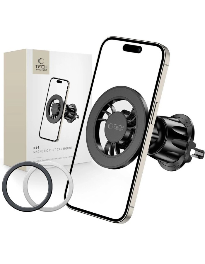 Tech-Protect N56 Magnetic Car Phone Holder with MagSafe for Air Vent - Black Tech-Protect N56 Magnetic Car Phone Holder with MagSafe for Air Vent - Black