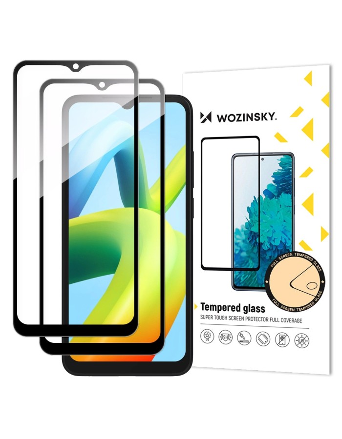 Wozinsky Full Glue Tempered Glass 2x Tempered Glass For Xiaomi Redmi A2 / Redmi A1 9H Full Screen Full Cover With Black Frame