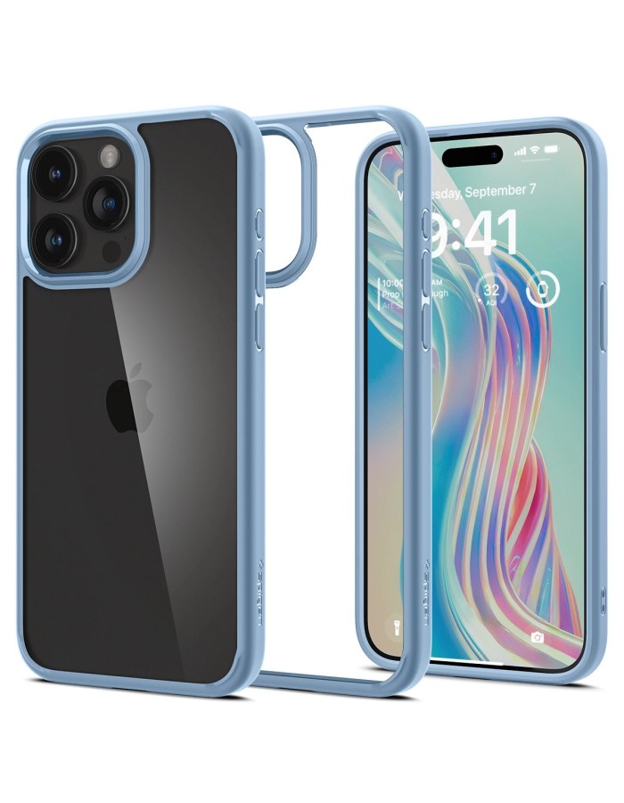 Spigen Crystal Hybrid Case for iPhone 15 Pro Max - Clear Blue Spigen Crystal Hybrid Case for iPhone 15 Pro Max - Clear Blue