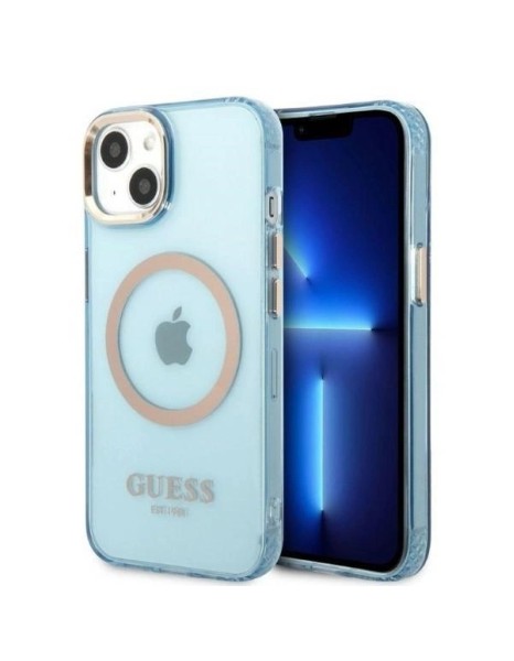 Guess Gold Outline Translucent MagSafe case for iPhone 13 - blue Guess Gold Outline Translucent MagSafe case for iPhone 13 - blue