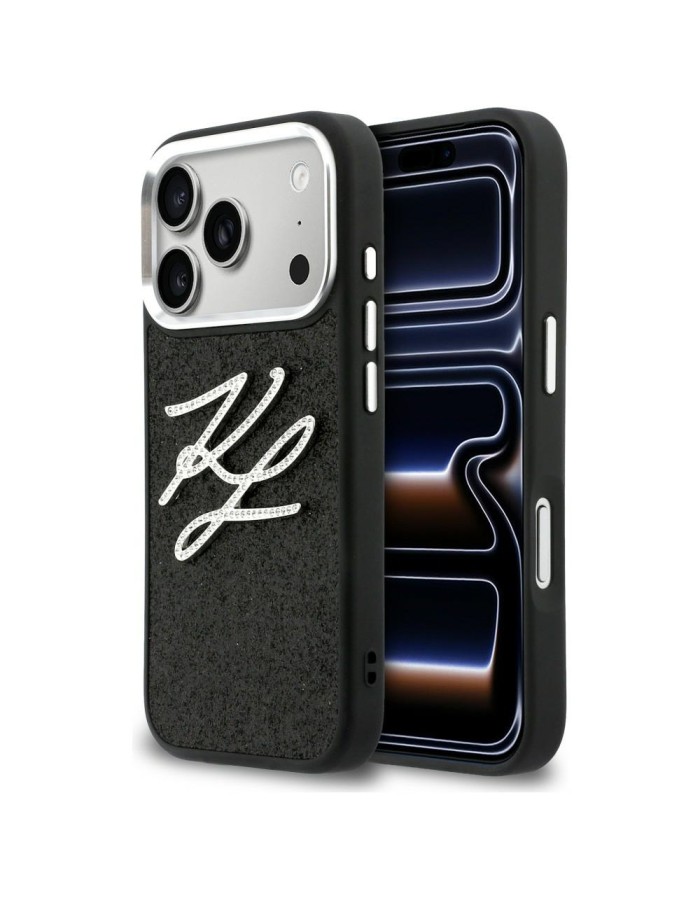 Karl Lagerfeld IML Glitter KL Diamond Logo Case for iPhone 17 Pro - Black
