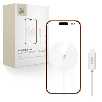 Tech-Protect A50 MagSafe 25W QI2.2 Wireless Charger - White Tech-Protect A50 MagSafe 25W QI2.2 Wireless Charger - White