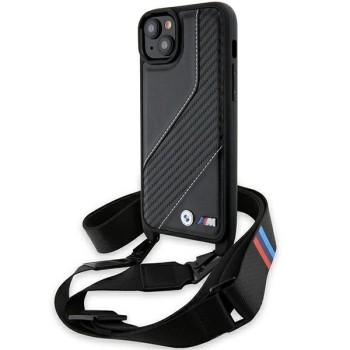 BMW M Edition Carbon Stripe &amp;amp; Strap case for iPhone 15 / 14 / 13 - black
