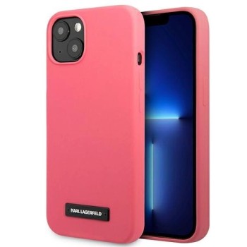 Karl Lagerfeld Silicone Plaque iPhone 13 Case - Fuchsia