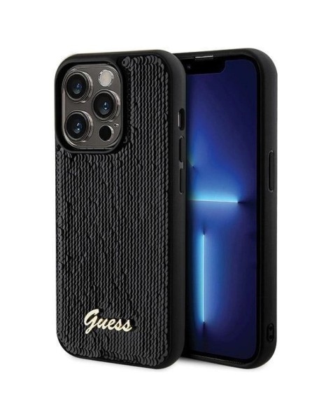 Guess Sequin Script Metal case for iPhone 13 Pro Max - black