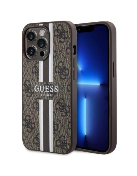 Guess GUHMP13LP4RPSW iPhone 13 Pro / 13 6.1" brown/brown hardcase 4G Printed Stripes MagSafe Guess GUHMP13LP4RPSW iPhone 13 Pro / 13 6.1" brown/brown hardcase 4G Printed Stripes MagSafe