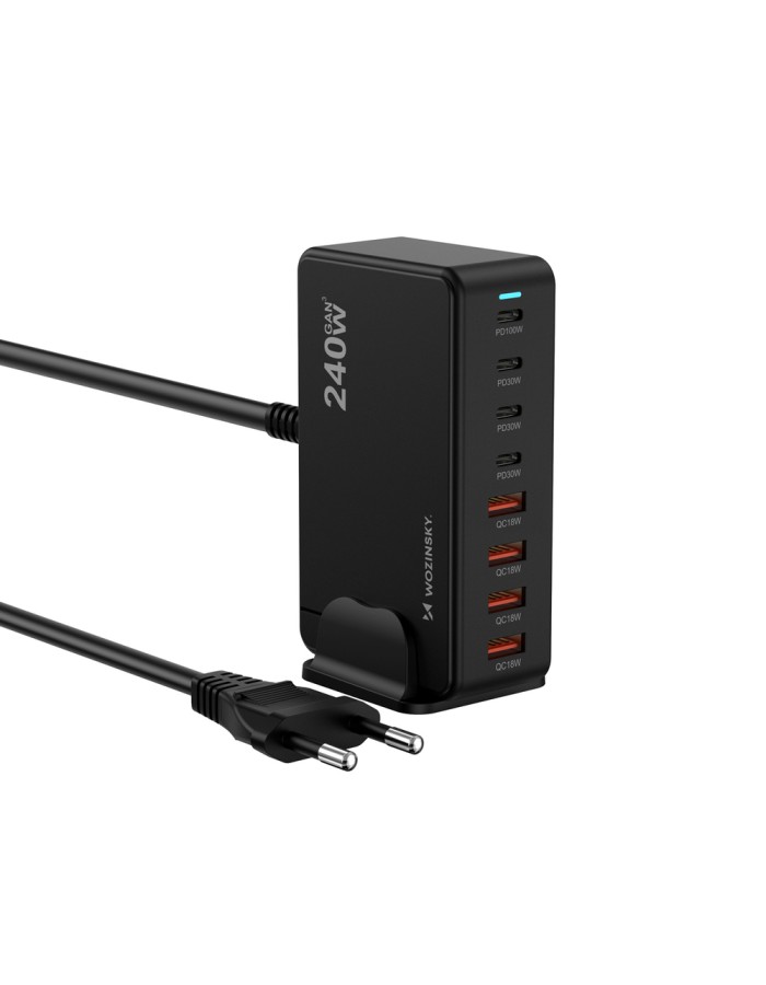 Wozinsky WSL-240 GaN QC3 Charging Station - 200W - Black