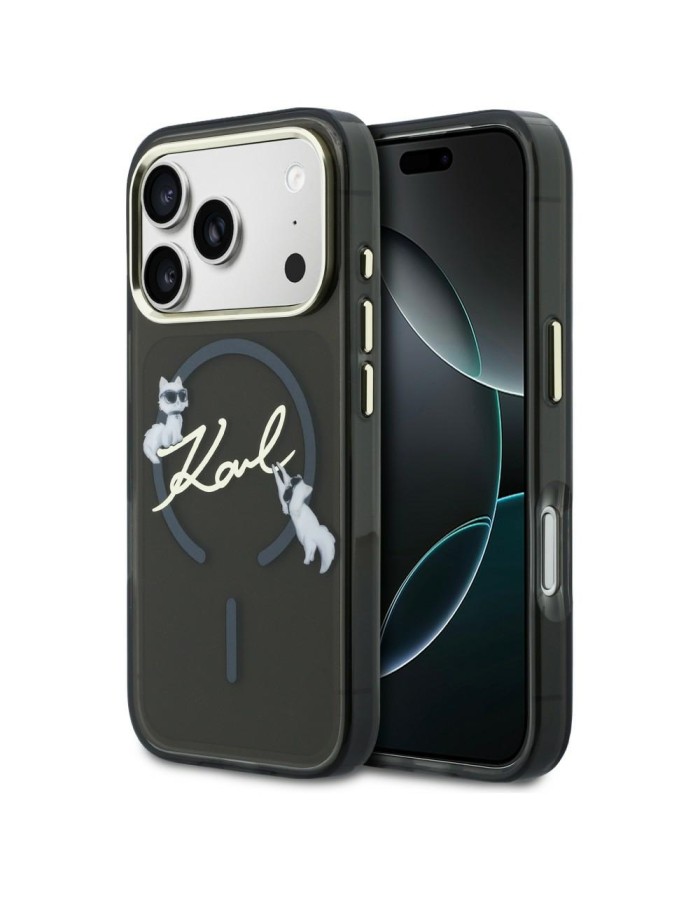 Karl Lagerfeld IML Choupettes Karl Script Logo MagSafe Case for iPhone 17 Pro - Black