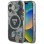 Guess Glitter Flowers Triangle Buttons MagSafe case for iPhone 16 black