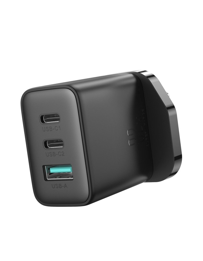 Joyroom JR-TCF10 fast charger 2x USB-C USB-A 32W (UK plug) - black Joyroom JR-TCF10 fast charger 2x USB-C USB-A 32W (UK plug) - black