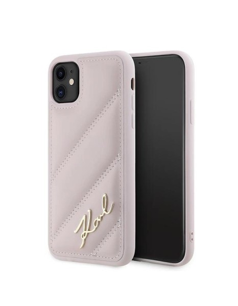 Karl Lagerfeld Diagonal Quilted Script case for iPhone 11 / Xr - pink