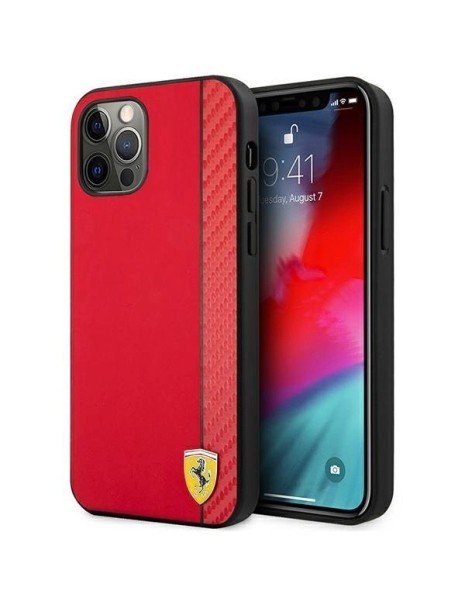 Ferrari FESAXHCP12LRE iPhone 12 Pro Max 6.7" red/red hardcase On Track Carbon Stripe