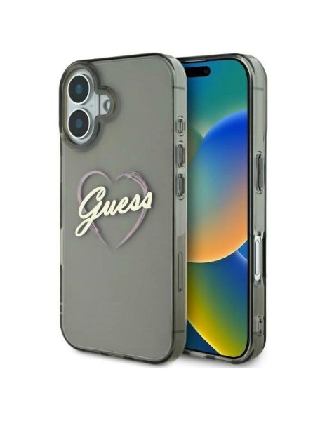 Guess IML Heart Case for iPhone 16 Plus - Black