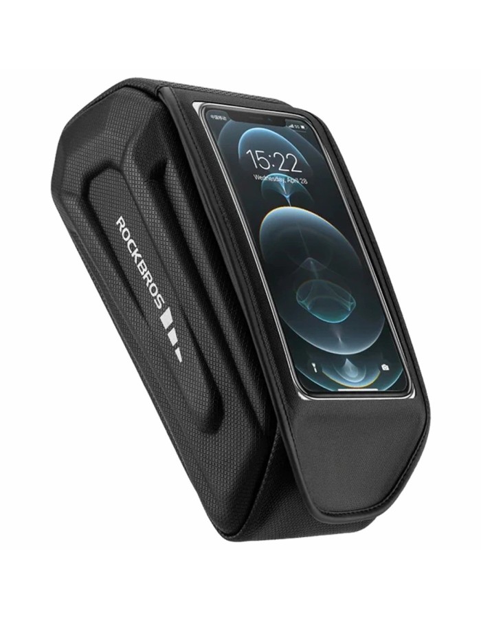 Rockbros 30120064001 waterproof frame bicycle bag with phone cover - black