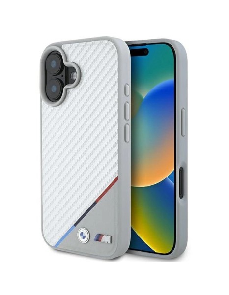 BMW M Carbon Tricolor Line MagSafe iPhone 16 Case - Gray BMW M Carbon Tricolor Line MagSafe iPhone 16 Case - Gray