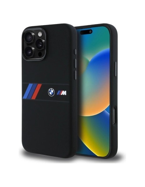 BMW Silicone Middle Stripe MagSafe Case for iPhone 16 Pro Max - Black BMW Silicone Middle Stripe MagSafe Case for iPhone 16 Pro Max - Black