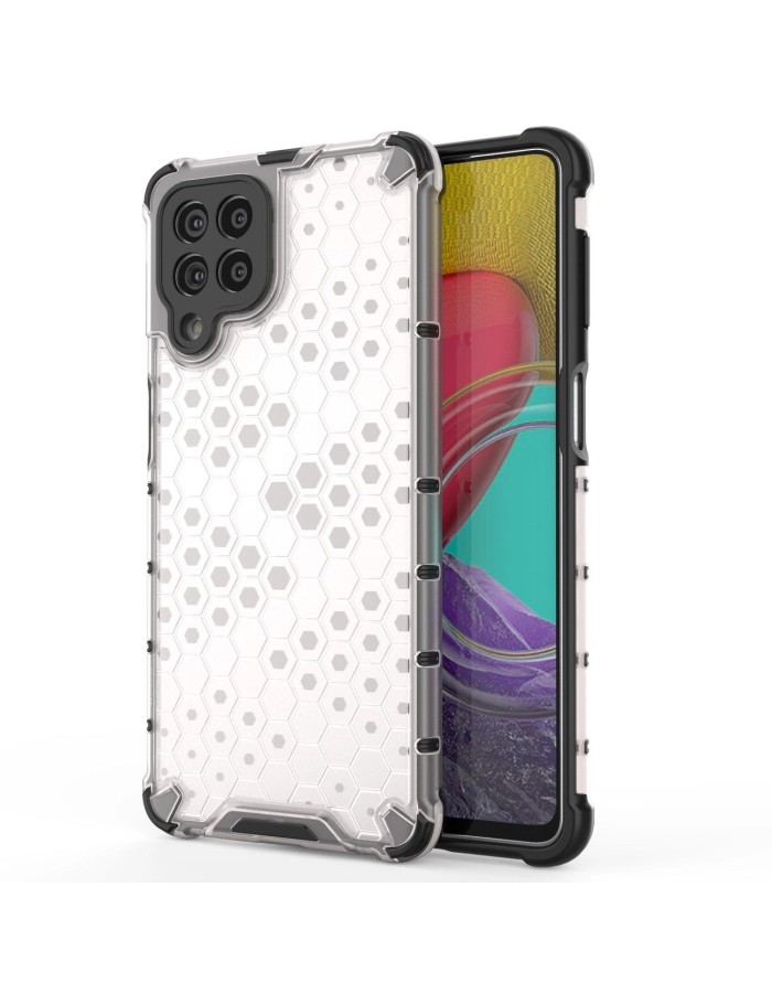 Honeycomb case armored cover with a gel frame for Samsung Galaxy M53 5G transparent