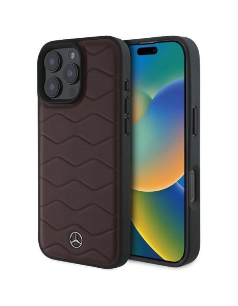 Mercedes MB Waves Leather Case for iPhone 16 Pro Max - Red Mercedes MB Waves Leather Case for iPhone 16 Pro Max - Red