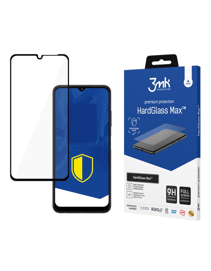 Reinforced Full Coverage Tempered Glass 3mk HardGlass Max Black for Samsung Galaxy A22 5G