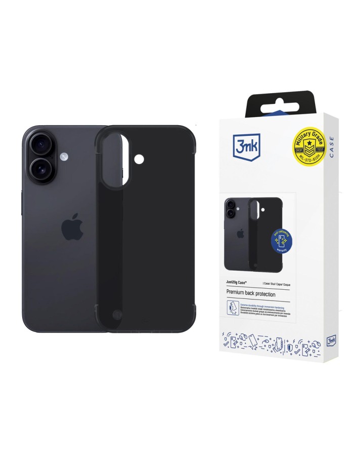 3mk Just20g Matt Case for Apple iPhone 16 - Matte Black