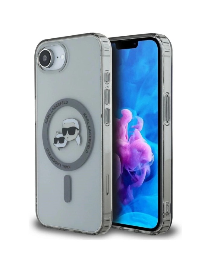 Karl Lagerfeld IML Metal Karl &amp;amp; Choupette Heads MagSafe iPhone 16e Case - Black