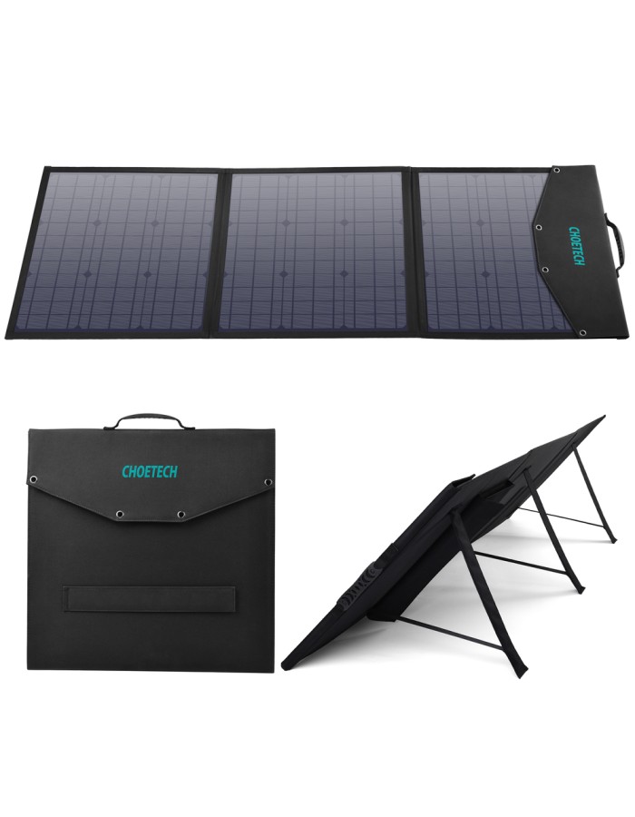 Choetech solar charger USB foldable 120W DC, USB C, 2 x USB black (SC008)