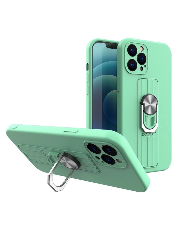 Ring Case silicone case with finger grip and stand for iPhone 11 Pro Max mint