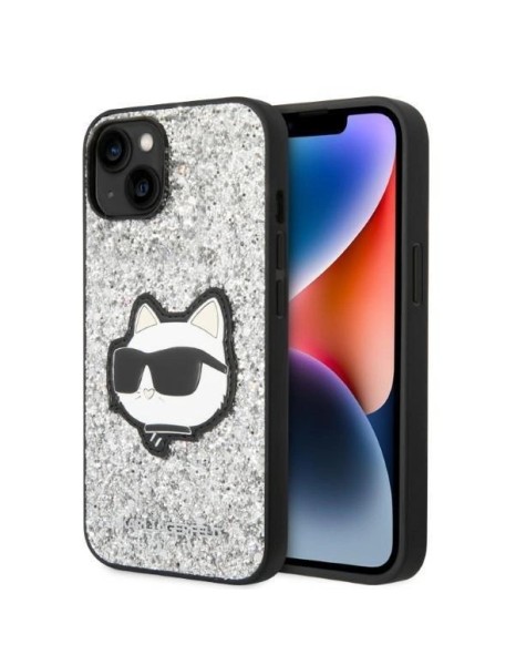Karl Lagerfeld KLHCP14MG2CPS iPhone 14 Plus 6.7" silver/silver hardcase Glitter Choupette Patch