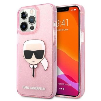 Karl Lagerfeld Glitter Karl&amp;#39;s Head Case for iPhone 13 Pro Max - Pink